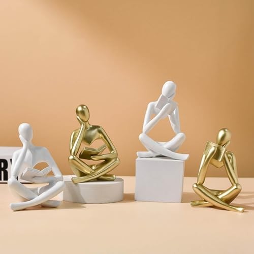 Style-A Beige, Creative Abstract Thinker Bookend for Home Reader-beige-a