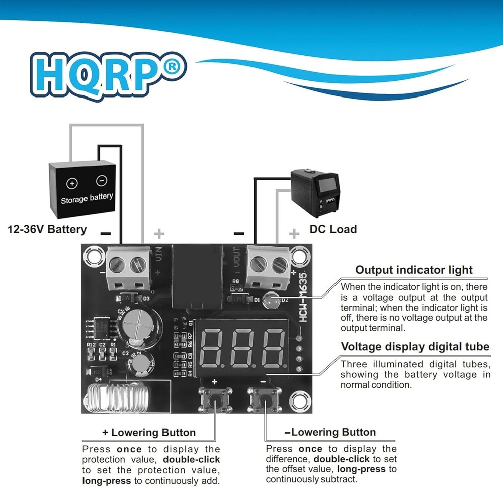 Digital Low Voltage Protector Disconnect Switch with Relay & LCD Display