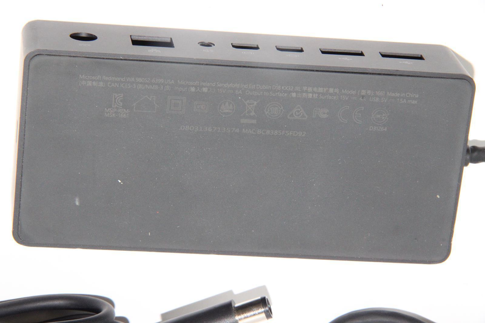 MICROSOFT 1661 Surface Pro 3 4 5 6 Docking Station and AC Adapter