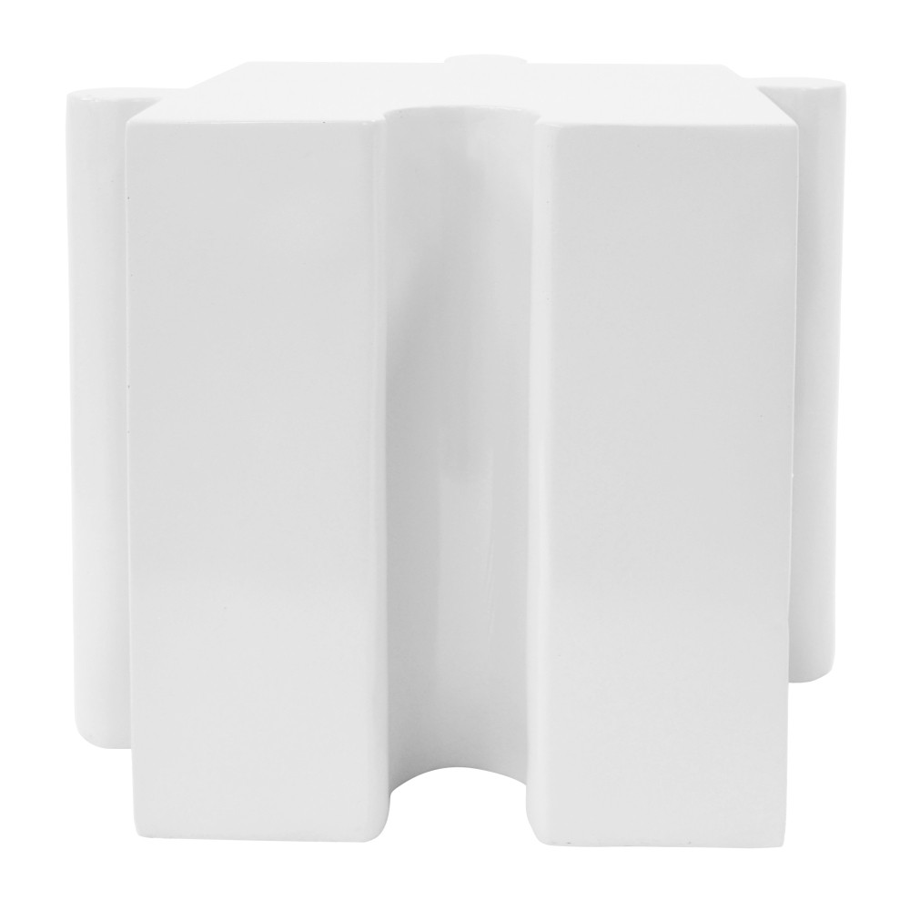 White Modular Puzzle Side Table w/ Convex Edge for Indoor & Outdoor