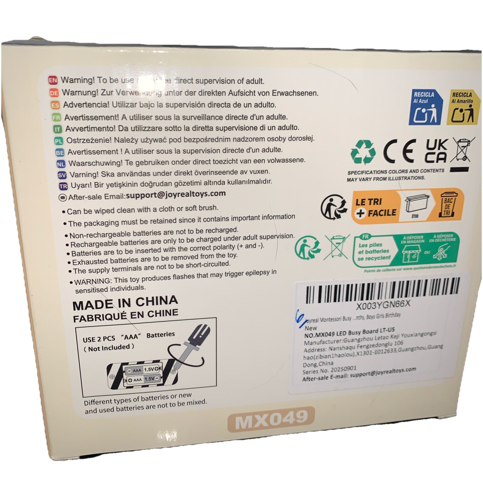 Joyreal Montessori Busy Board Educational Toys 1 2 3 Year Old