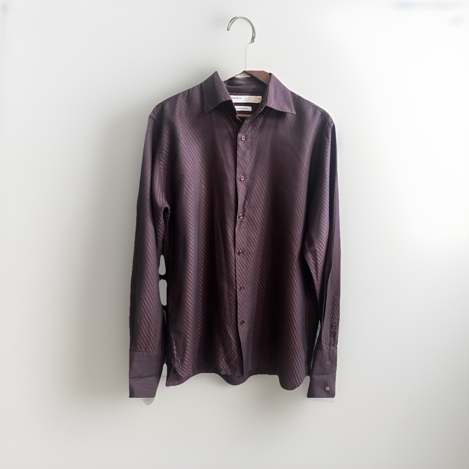 Perry Ellis Business Casual Stretch Burgundy Long Sleeve Button Down Shirt Med