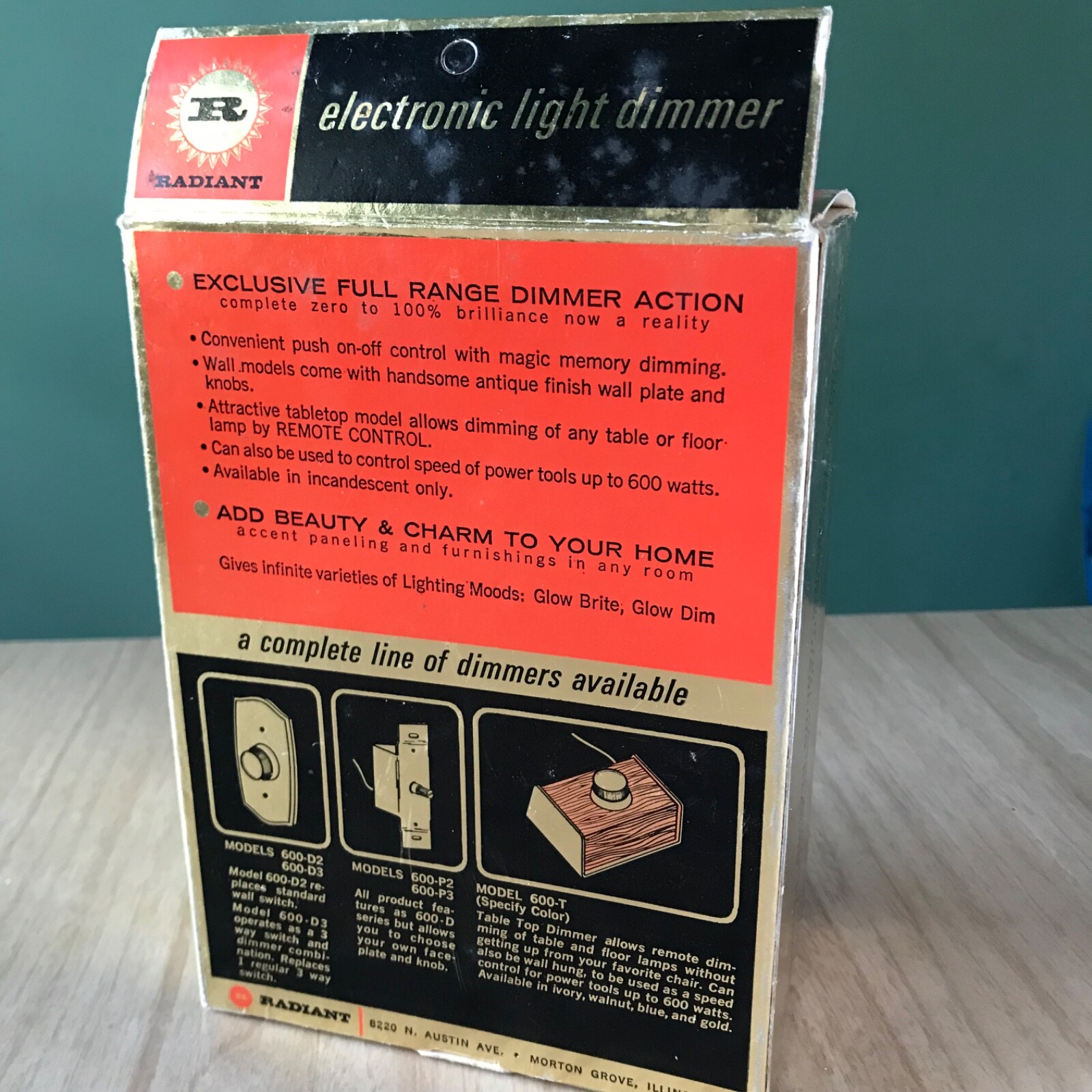 Classic MCM Atomic Age LIGHT DIMMER WALL SWITCH Radiant Pathé RETRO HOME THEATER