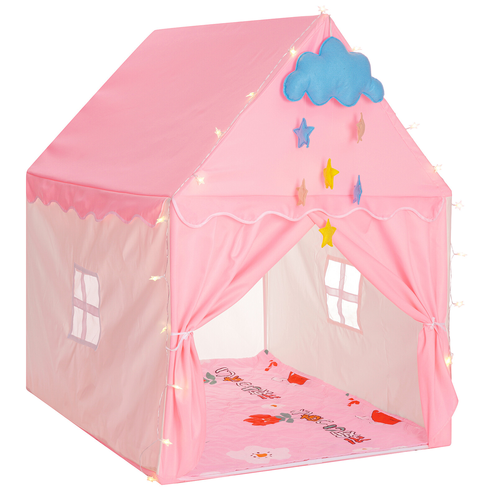 51"Large Princess Castle Kids Play Tent Girl Playhouse Game House Indoor/Outdoor