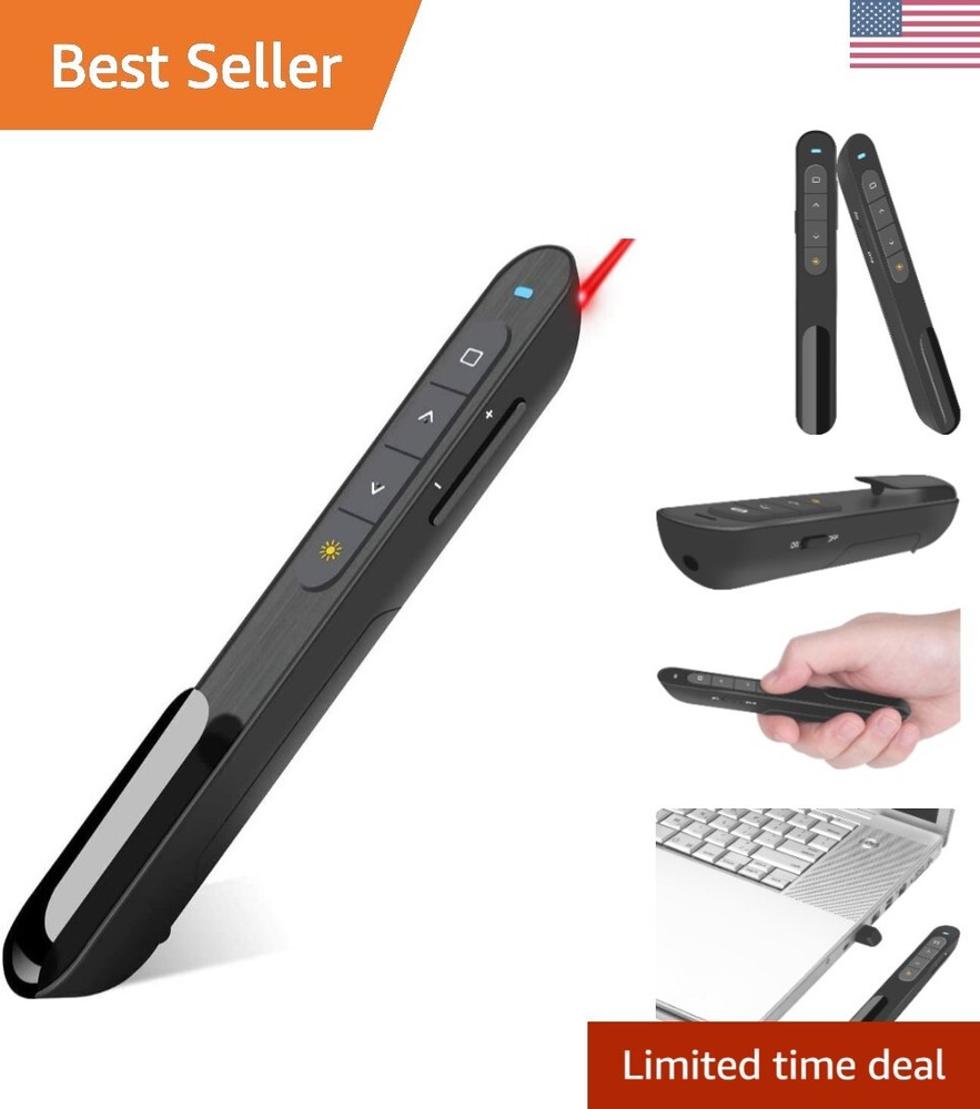 Durable Presentation Clicker with 100ft Wireless Range & Soft Rubber Buttons