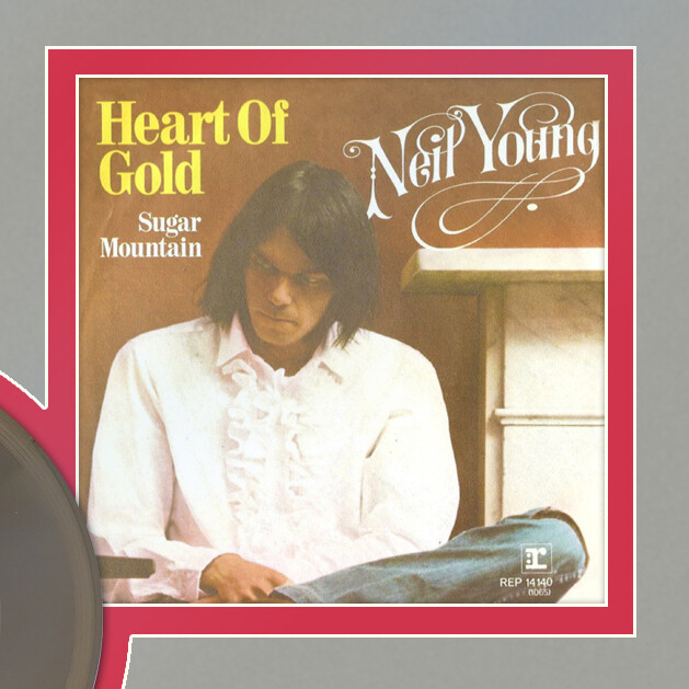 Neil Young Heart Of Gold Framed Picture Sleeve Gold 45 Record Display