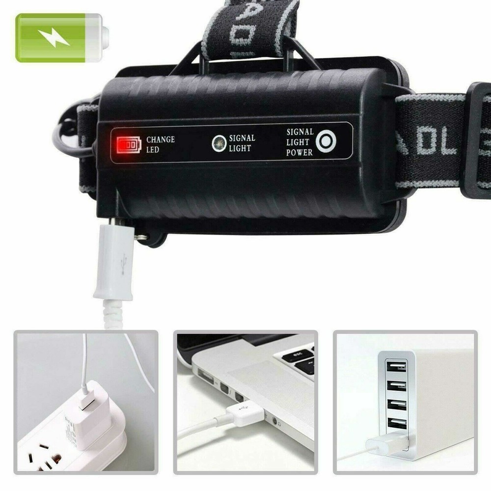 USB Rechargeable Headlamp LED Flashlight Headlight Head Torch Sensor Waterproof