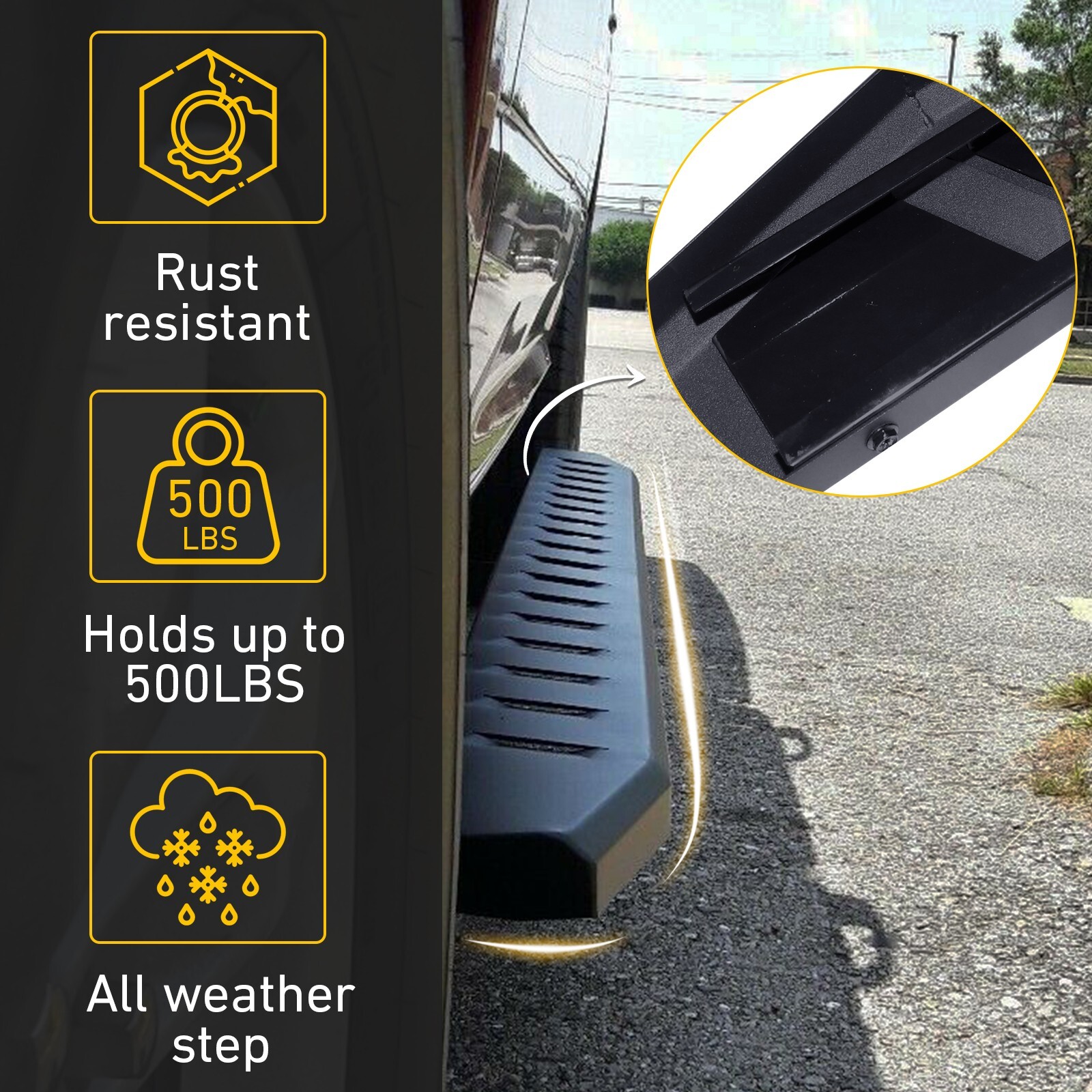 Fit 07-21 Toyota Tundra Double Cab 6" Black Heavy Duty Running Boards Side Steps