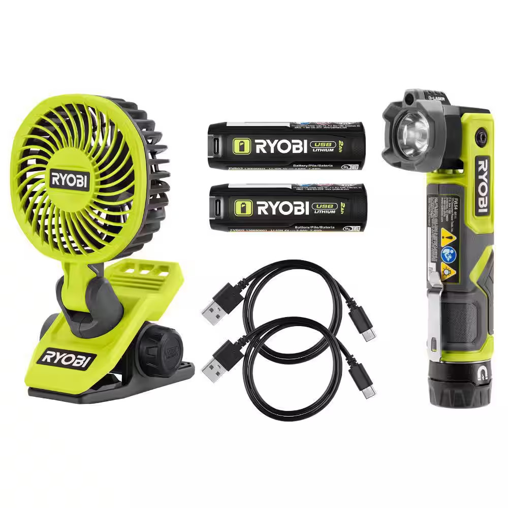 USB Lithium 2-Tool Combo Kit with Fan, Flashlight, (2) 2.0 Ah USB Lithium Batter