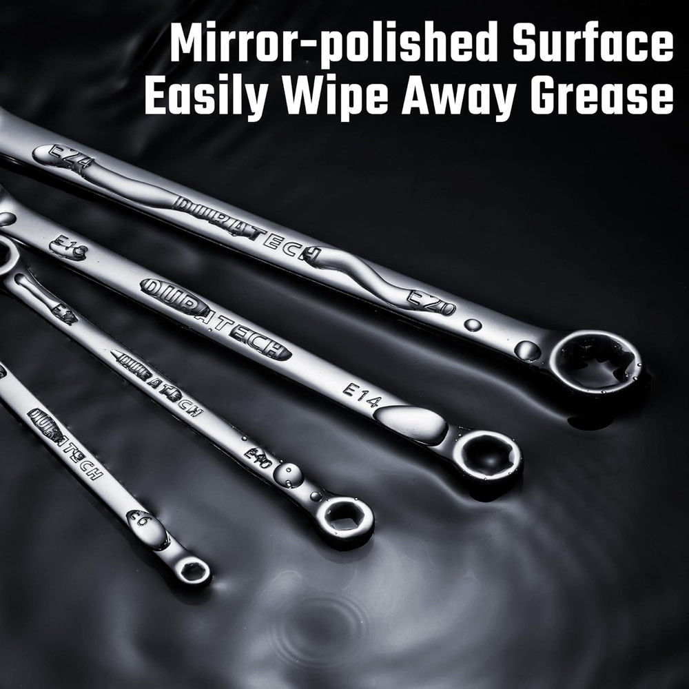 4-Piece E-Torx Set, Double Box End Set, CR-V Steel, Including E6*E8, E10*E12,
