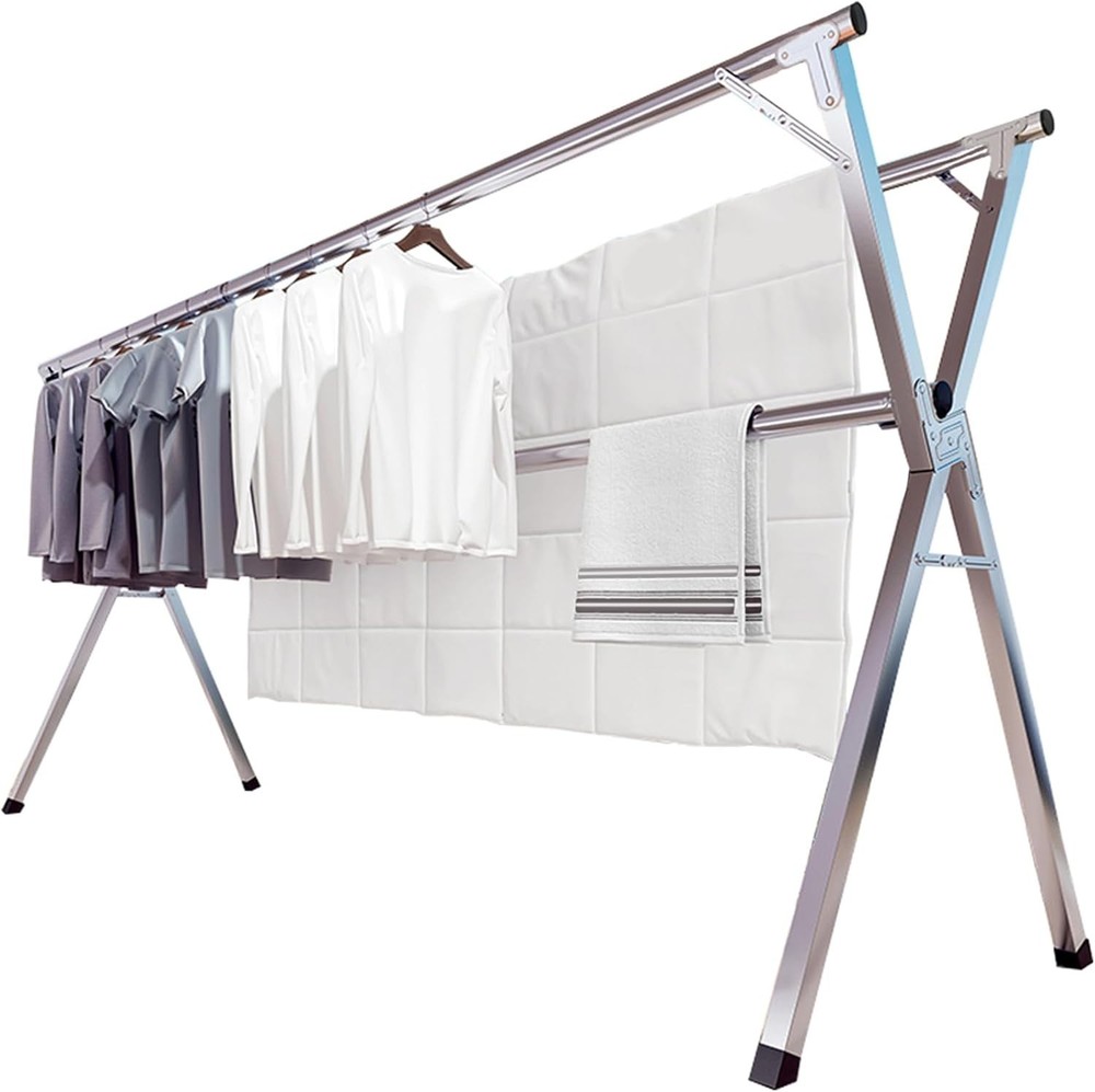 Rust-Proof Garment Rack with Windproof Hooks
