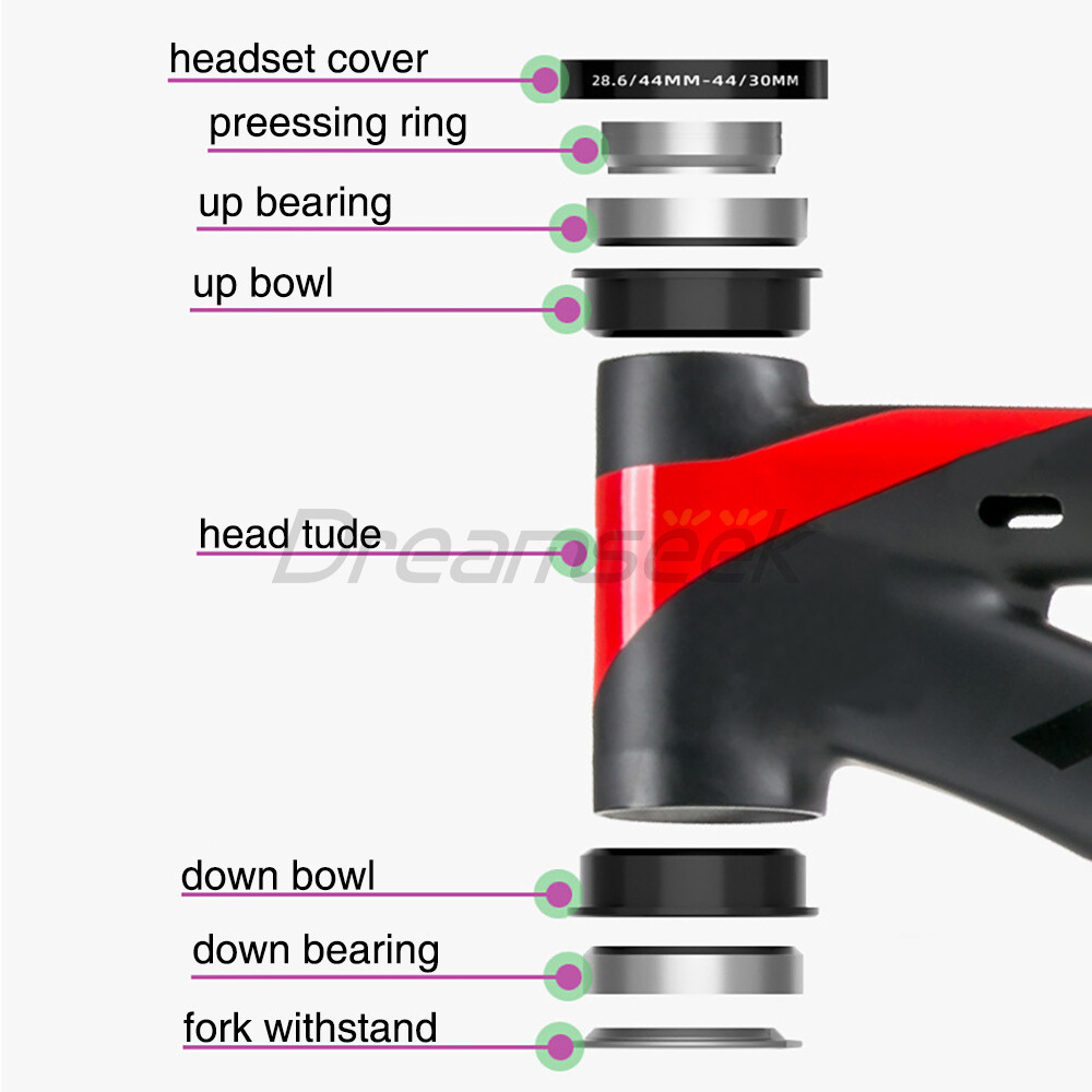 Bicycle Headset Bike Threadless External Bearing Fork Stem Steerer Cap Folding