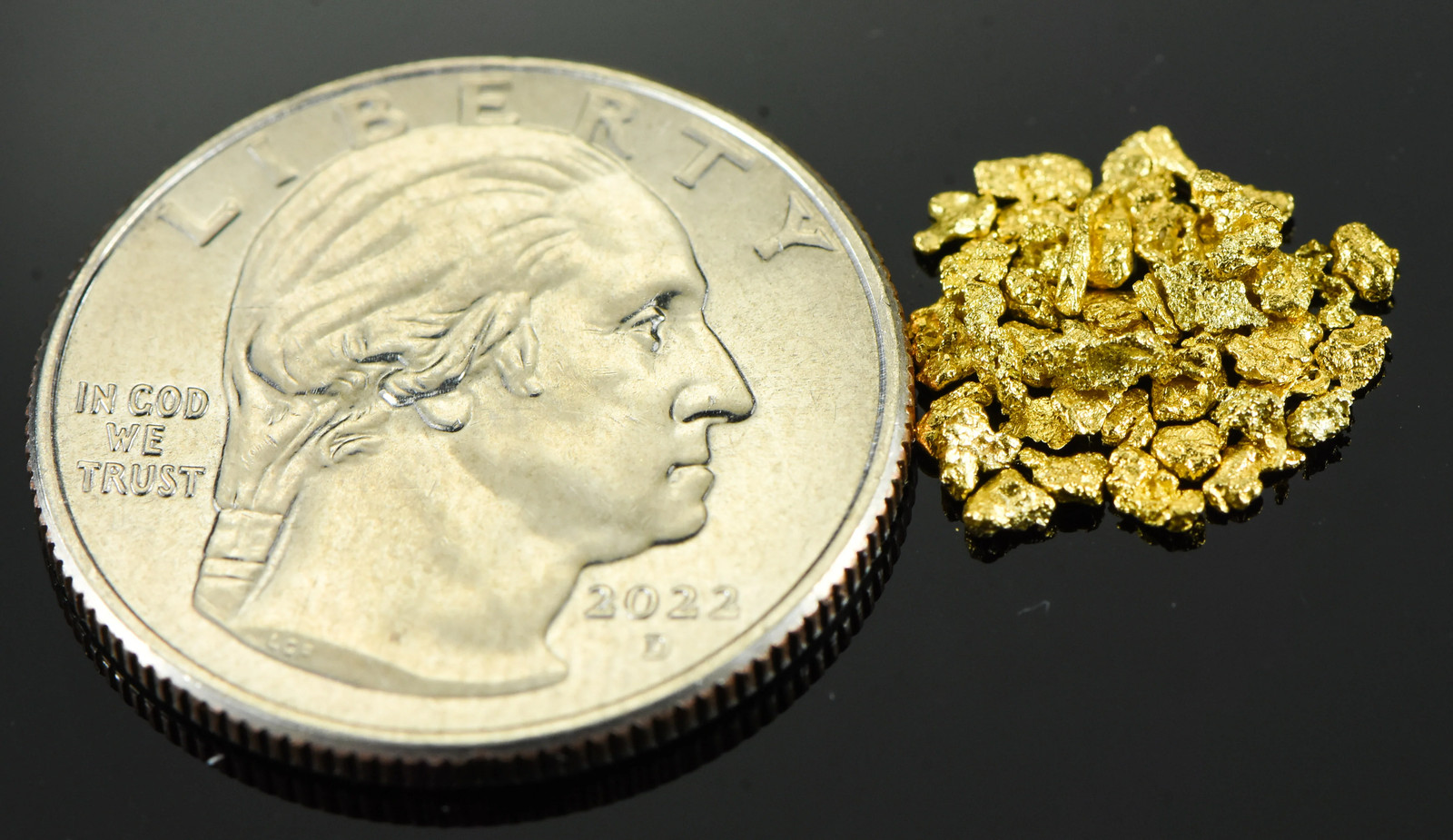 Alaskan Yukon Gold Rush Nuggets 14 Mesh 1 Gram of Fines