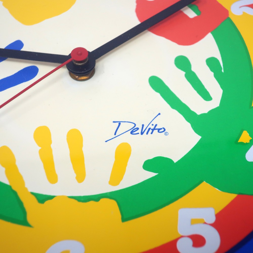 1980s Colorful Handprint Wall Clock by Devito