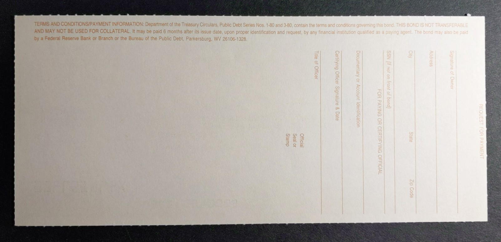 $10,000 US Savings Bond Series EE 07/96 *NOT Redeemable UNCANCELED James Wilson