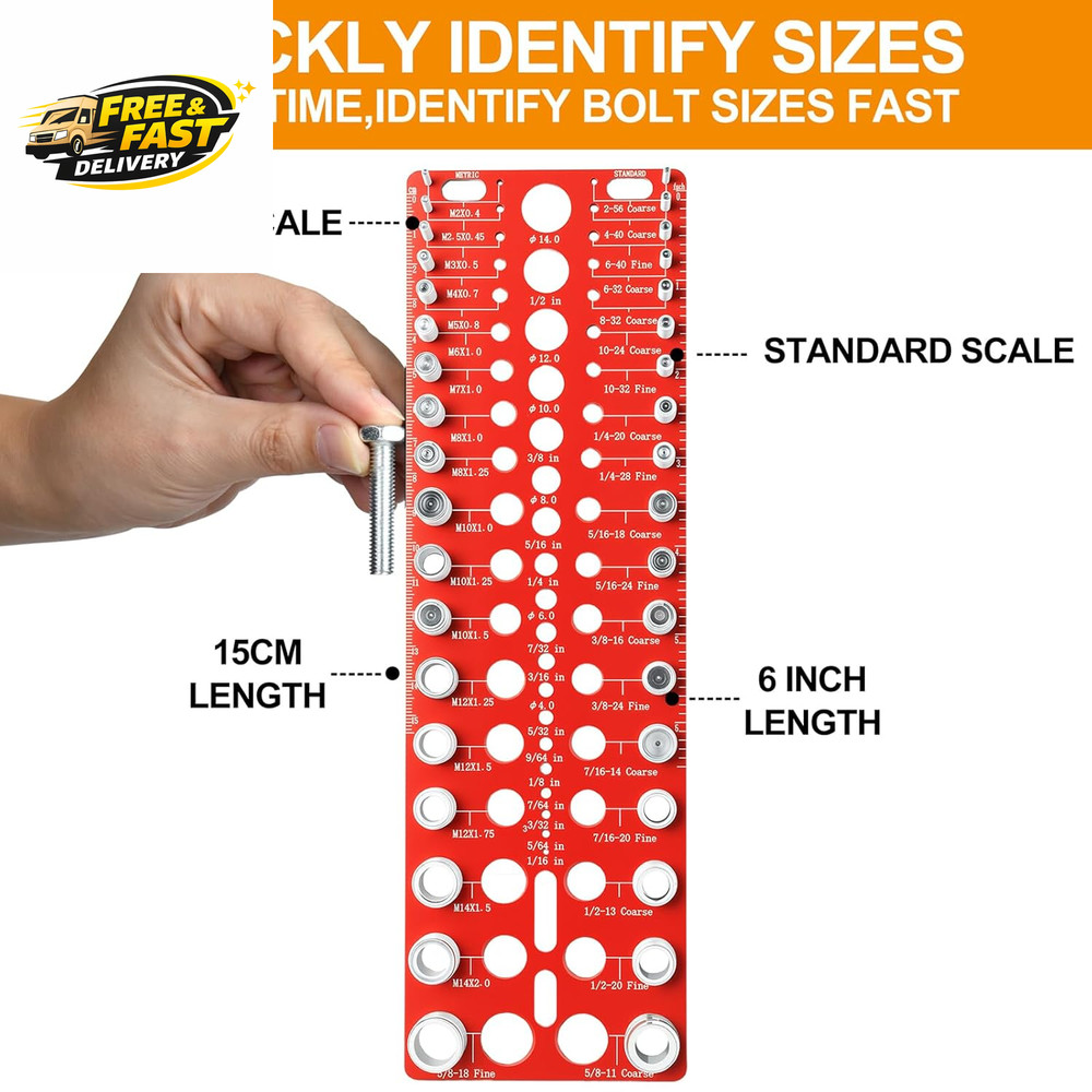 Thread Checker - 55 Nut & Bolt Thread Checker, Bolt Size and Thread Gauge 19
