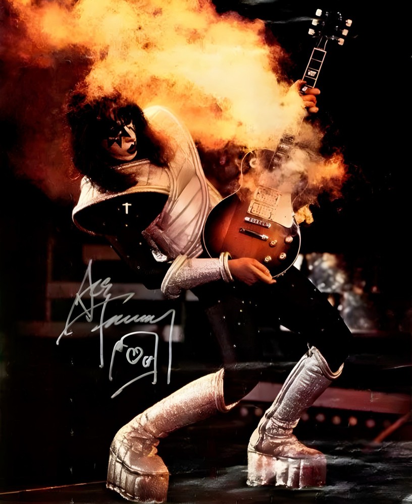 Kiss Ace Frehley Poster Solo Flaming Guitar