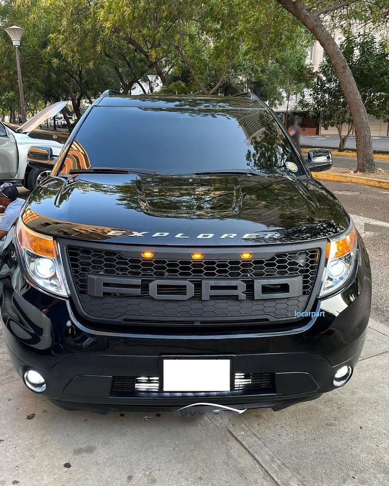 For Ford Explorer Grill 2011 2012 13 2014 2015 Grille W/Letters+LED Matte Black