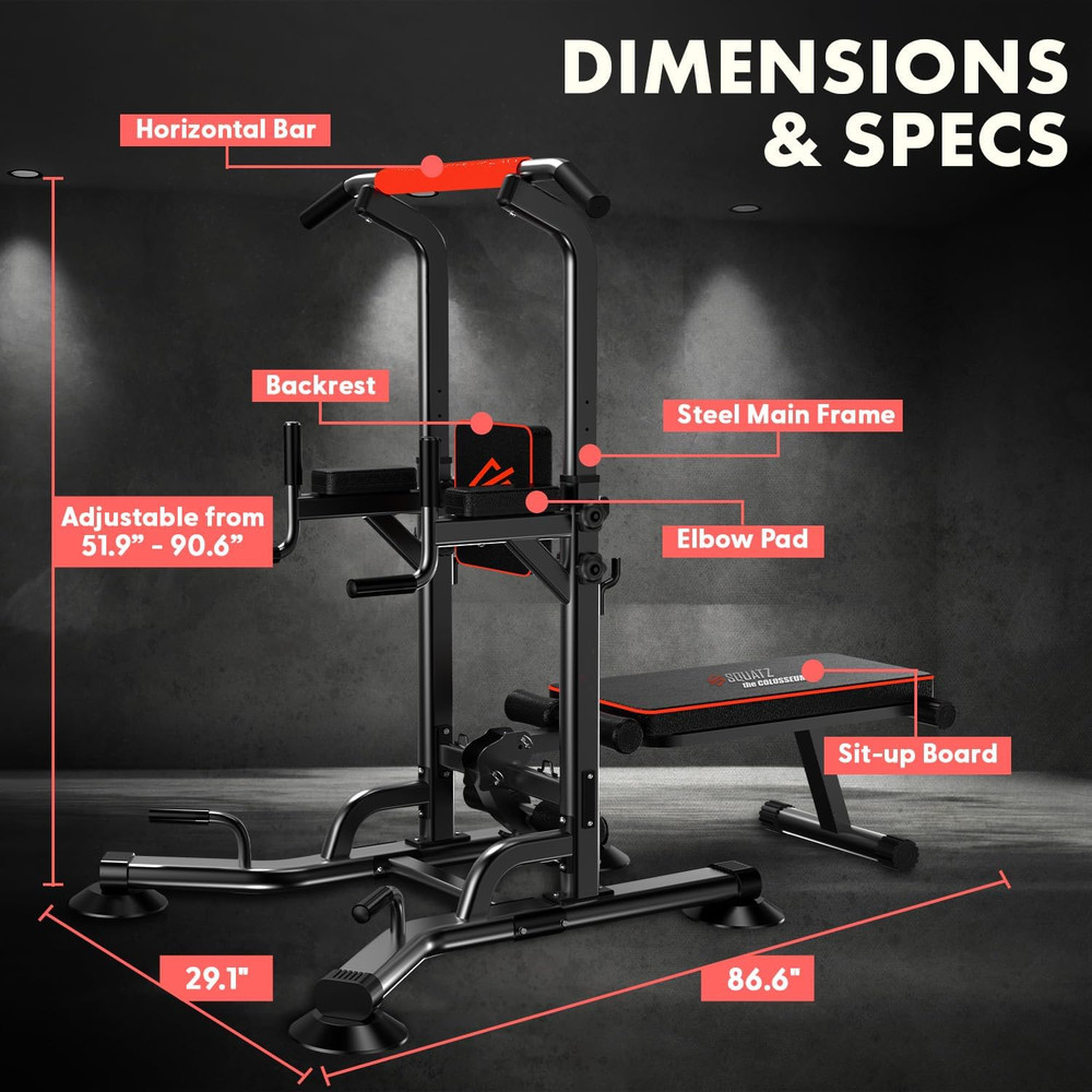 Pull-Up Workout Station with Bench - Multifunctional Gym Equipment Setup W/Pulli