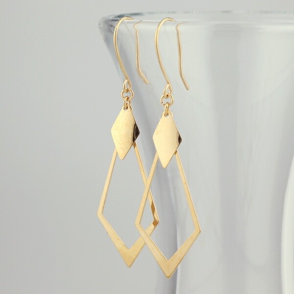 K10 Gold Drop Dangle Hook Earrings (Pair)