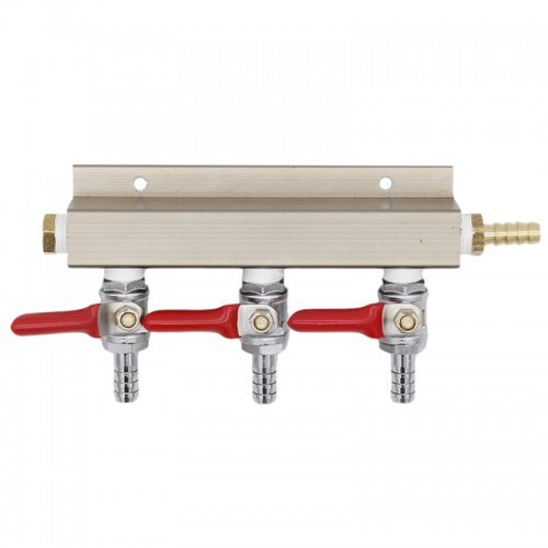 3 Way CO2 Distribution Block Manifold (Splitter) with 5/16" Barbs