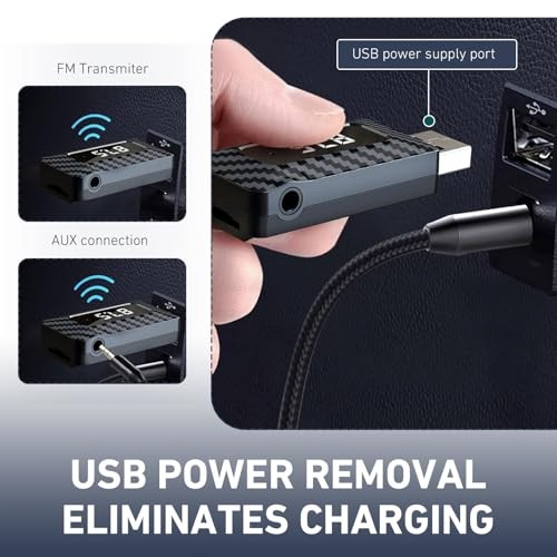Car USB Bluetooth Receiver, 5.3 Chip Wireless FM Transmitter with LED Display,