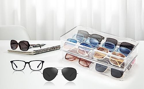 Acrylic Eyeglass Organizer, Stackable Sunglasses Case Storage Organizer with