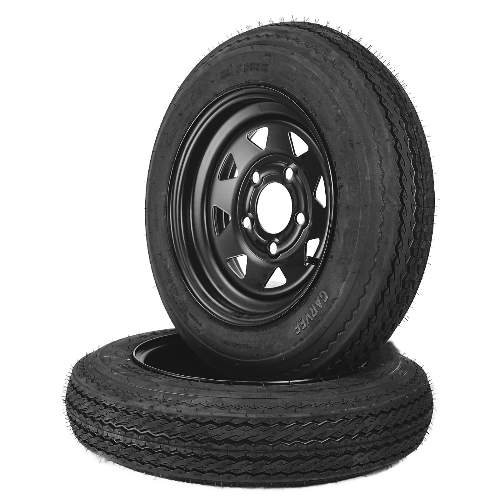 2-Pack Trailer Tire On Rim 4.80-12 480-12 4.80x12 5 Lug on 4.5" PCD 12 in Wheel