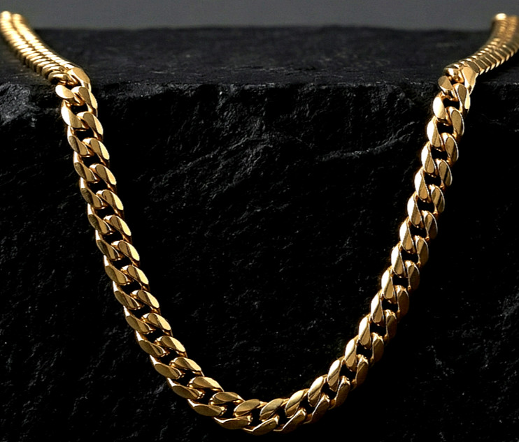 Heavy Men's 14k Gold Stamped Plated Miami Cuban Link Chain Necklace 24-inch 4MM