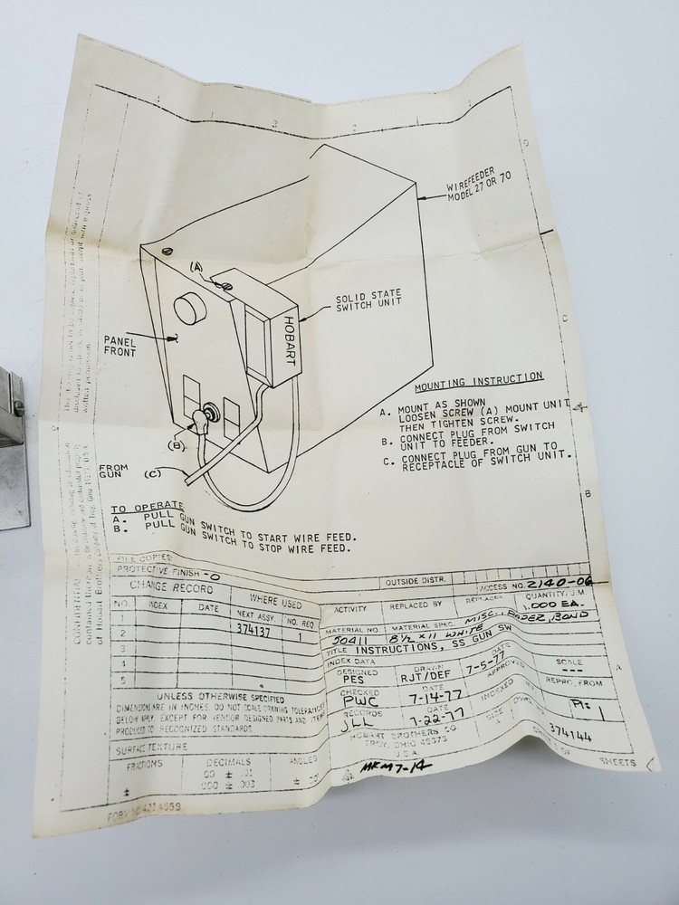 Hobart Solid State Switch 374137 R3 Old Stock