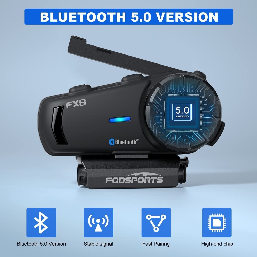 FX8 Motorcycle Helmet Intercom Intercom Bluetooth Rider Headset 2000M FM