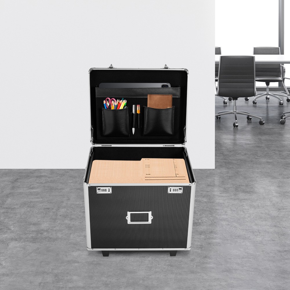 Locking Aluminum Alloy File Organizer Box with Telescoping Handle