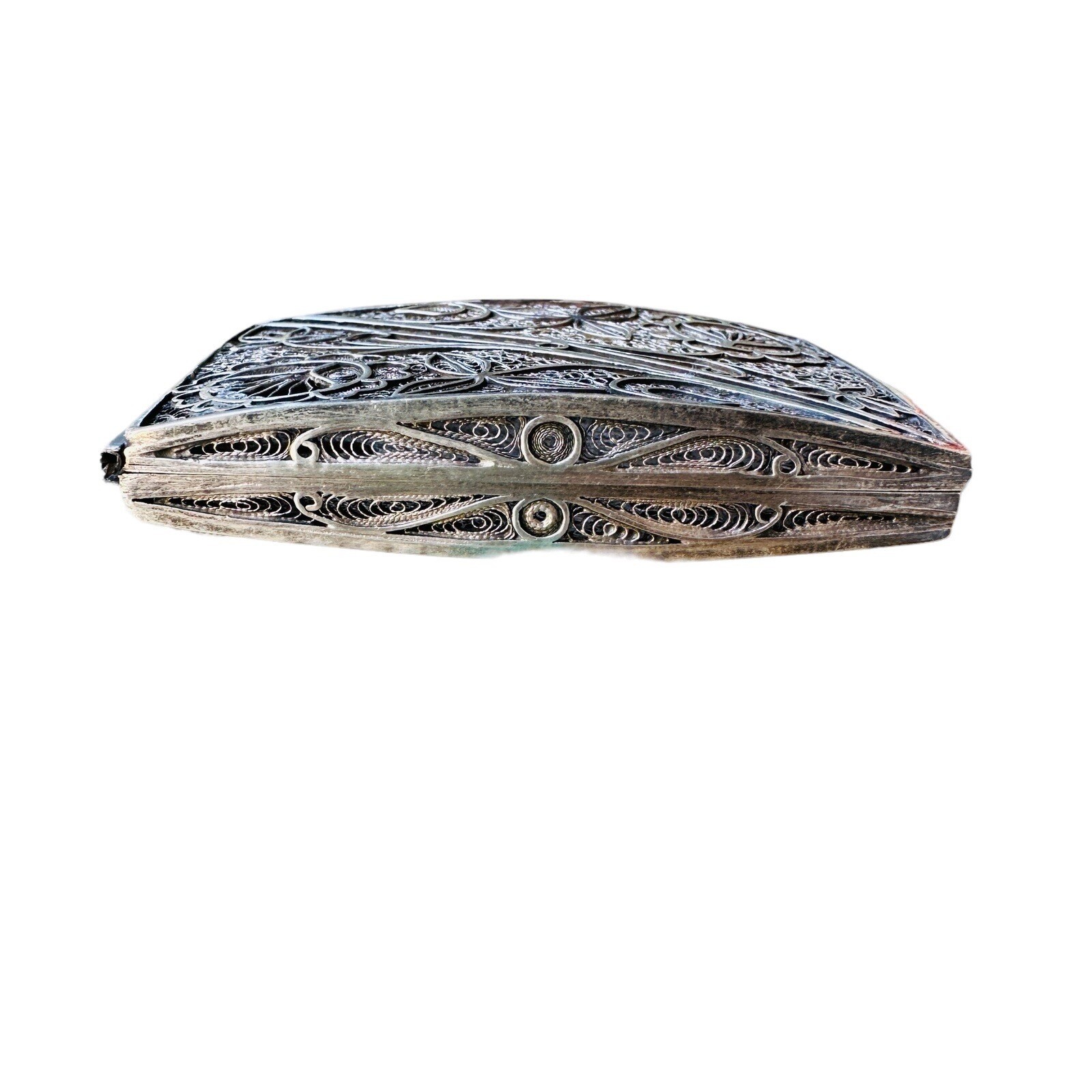 Antique Cigarette Case 3 Inch Filigree Floral Art Deco Sterling Silver 76.3g