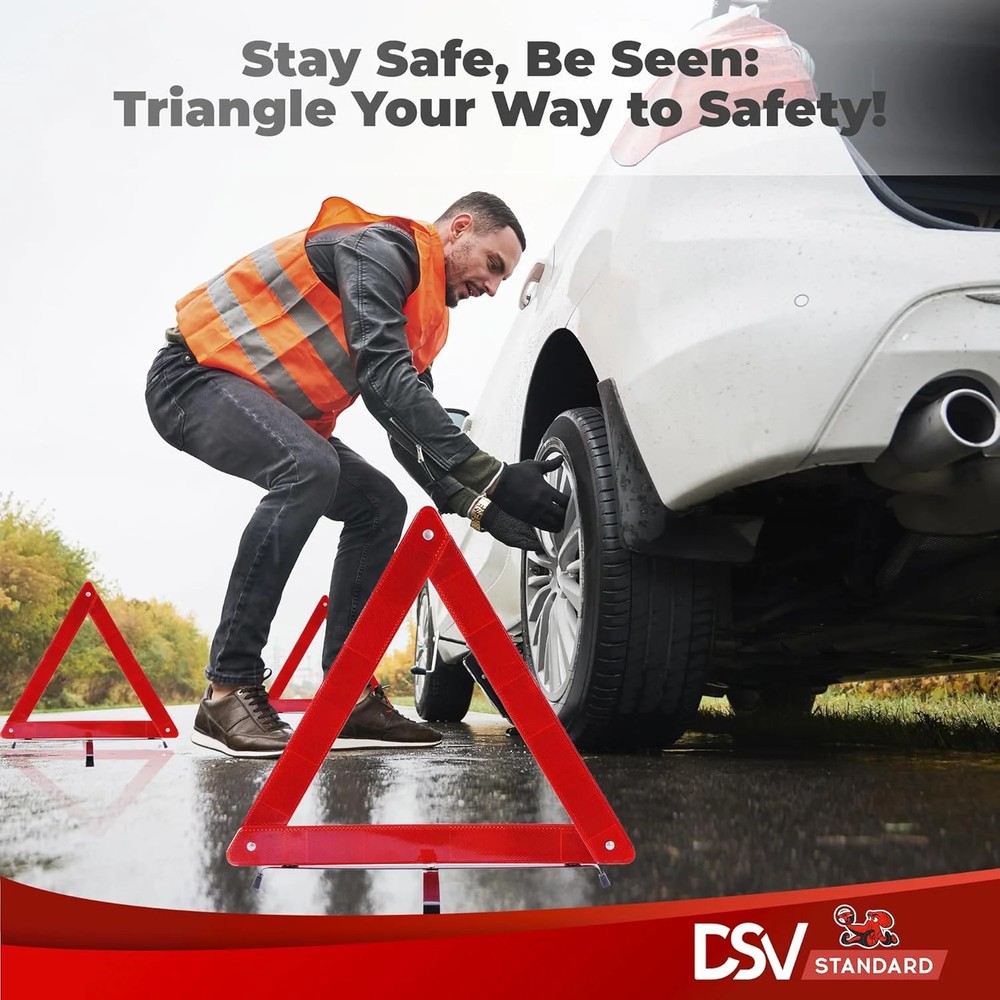 DSV Standard Warning Triangles, Reflective Triangles with Reinforced Cross Base