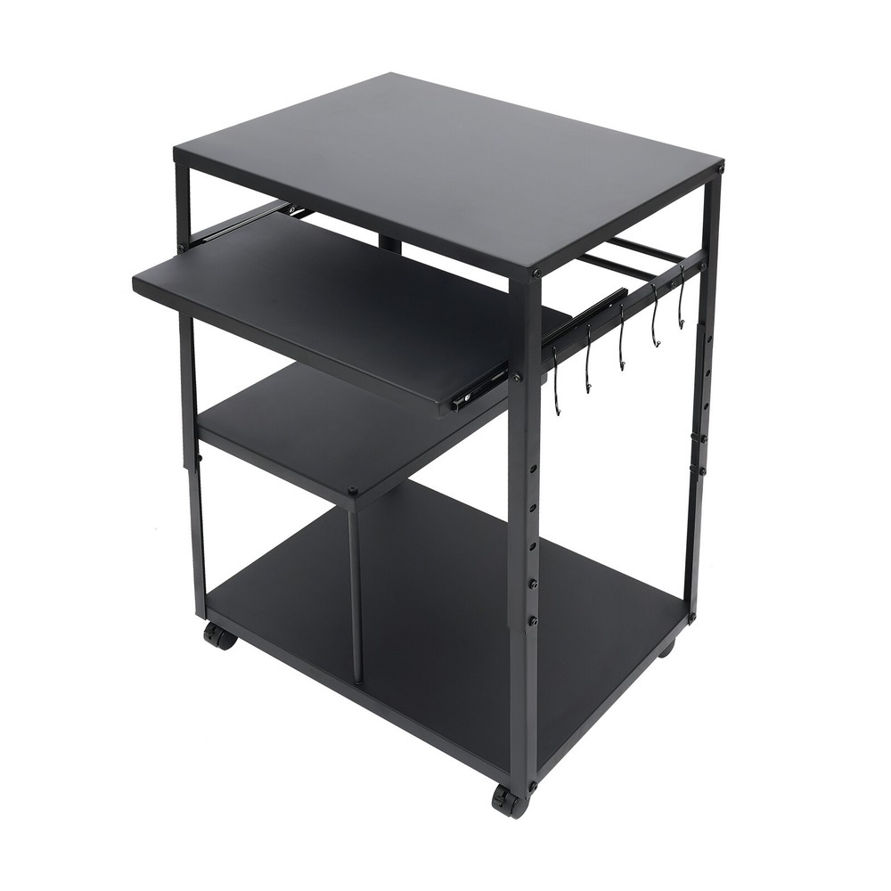 Computer Desk With Keyboard Tray Height Adjustable Rolling Presentation Table