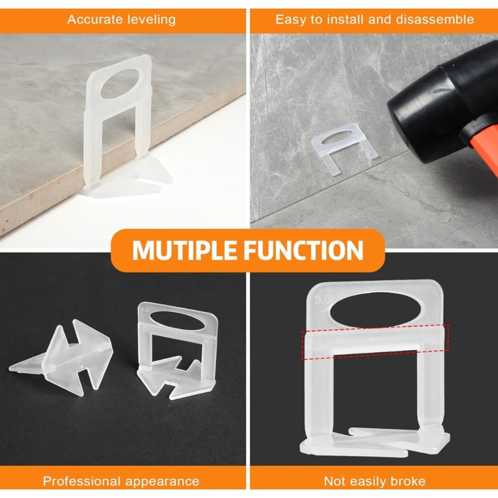 Tile Leveling System Clips 1/8" 200 Piece 3.0mm Tile Leveler Clips