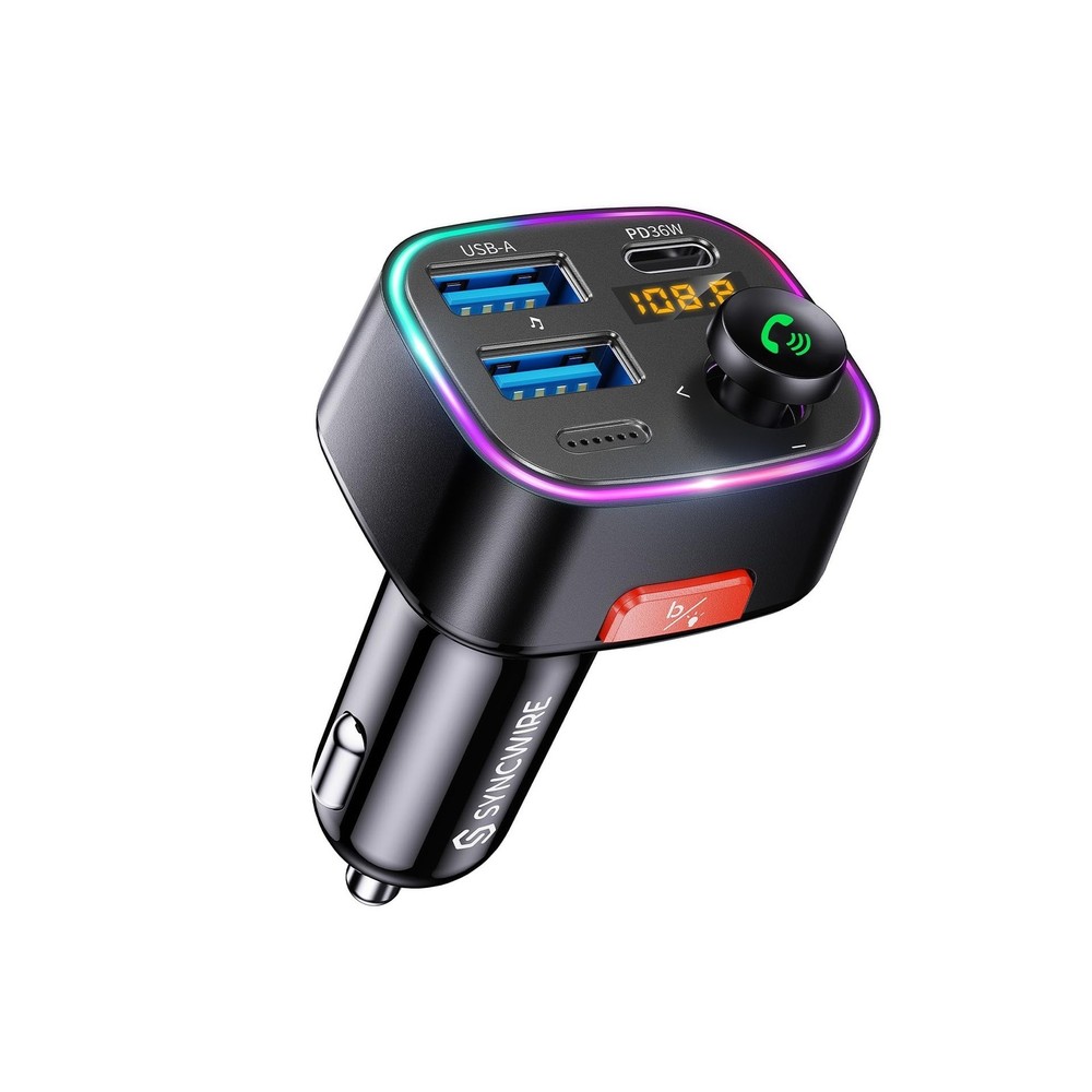 Syncwire Bluetooth 5.4 FM Transmitter Car Adapter 48W (PD 36W & 12W... Fast Ship