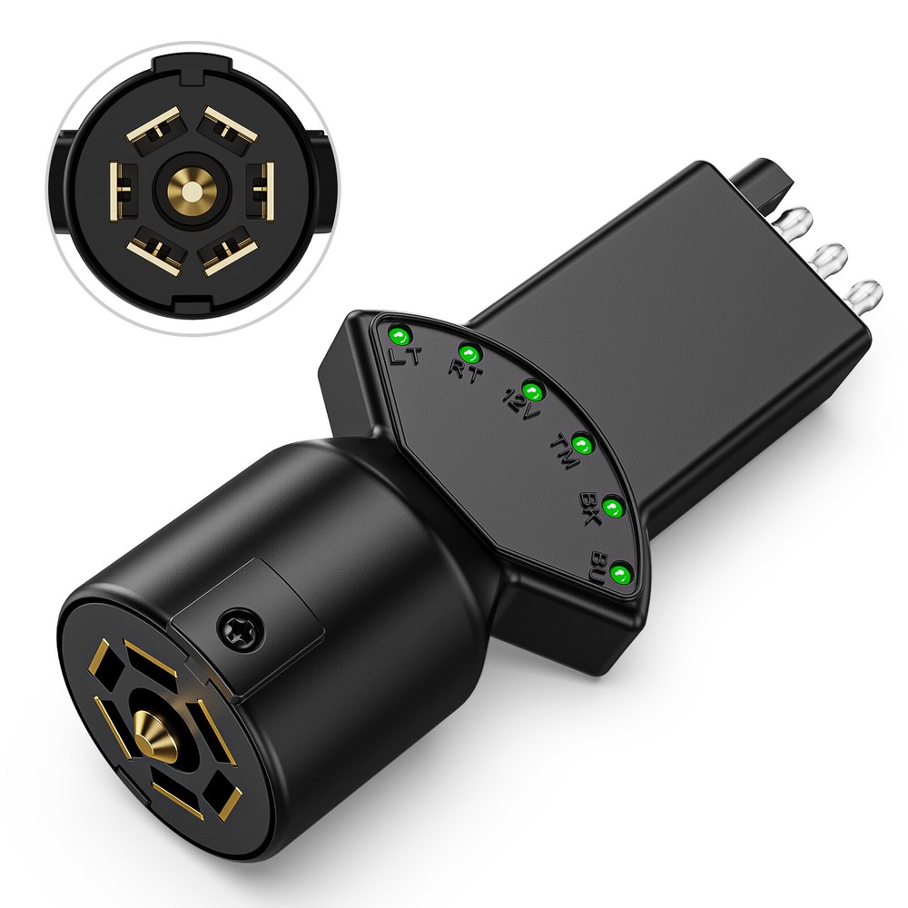 4Pin 7Way Blade Trailer Light Circuit Tester Mult-Function 6 LED Light Indicator