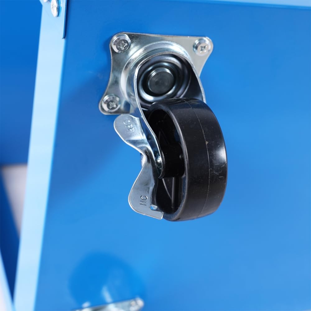 3 Tier Blue Rolling Mechanic Tool Cart on Wheels, 450 LBS Heavy Duty Steel