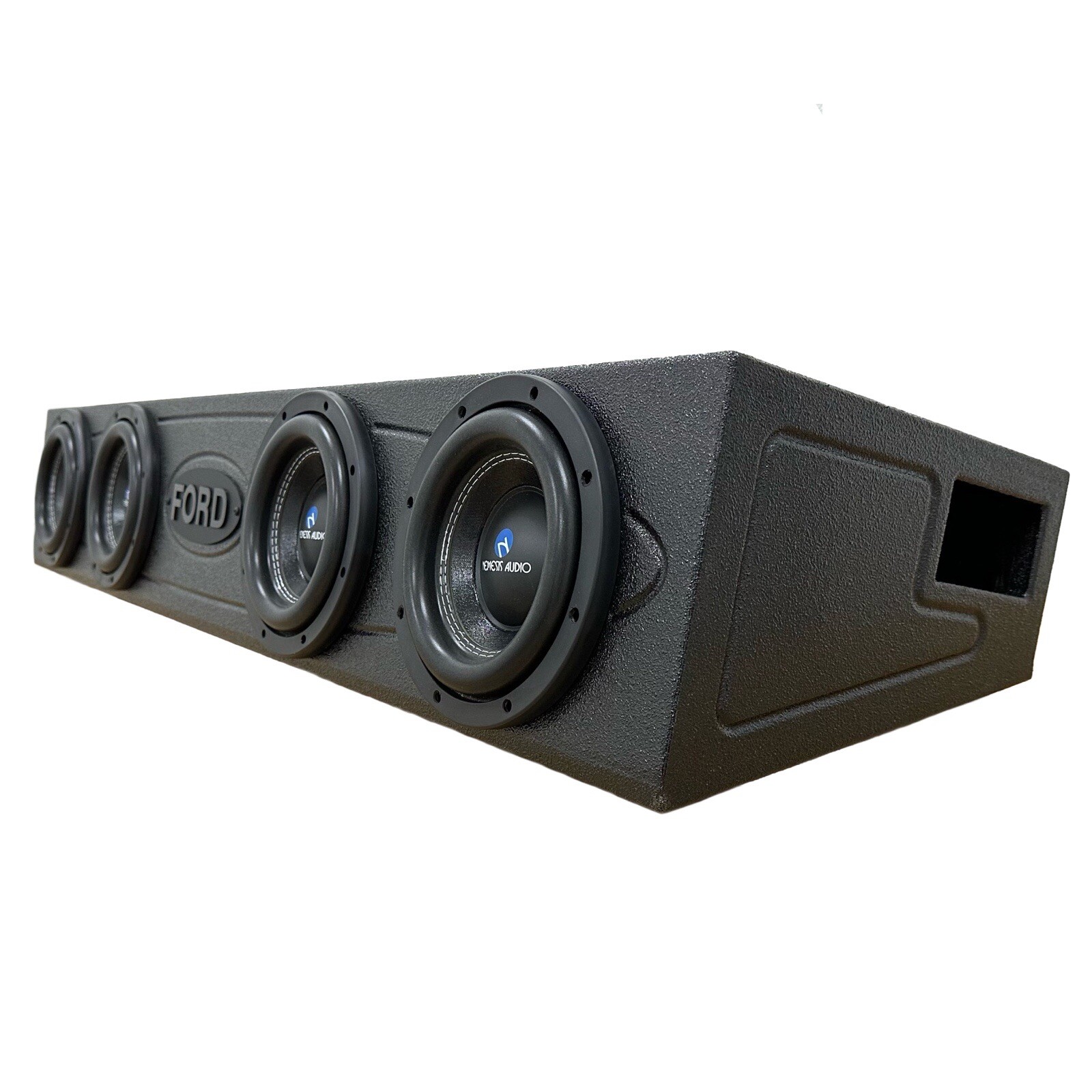 Mega Bass Subwoofer Box Ford F-150 09-23 Crew Cab Ported Fits 4x8” Woofers