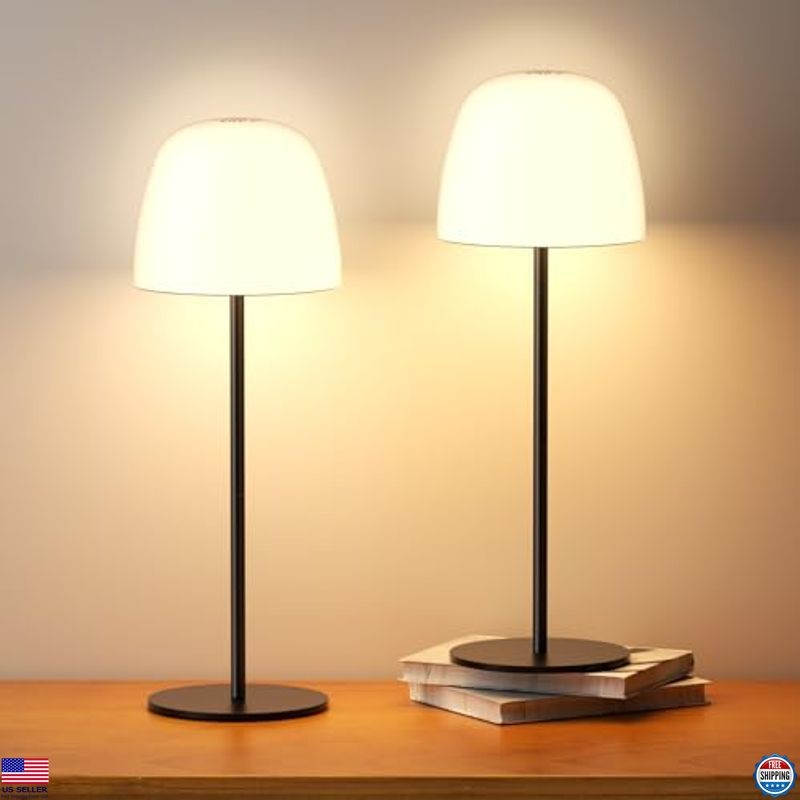 2 Pack Portable Cordless Table Lamp, 3 Color Stepless Dimming 5500mAh Premium