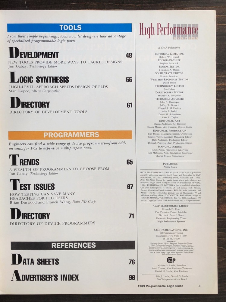 Programmable Logic Guide by High Performance Systems Magazine (1989)