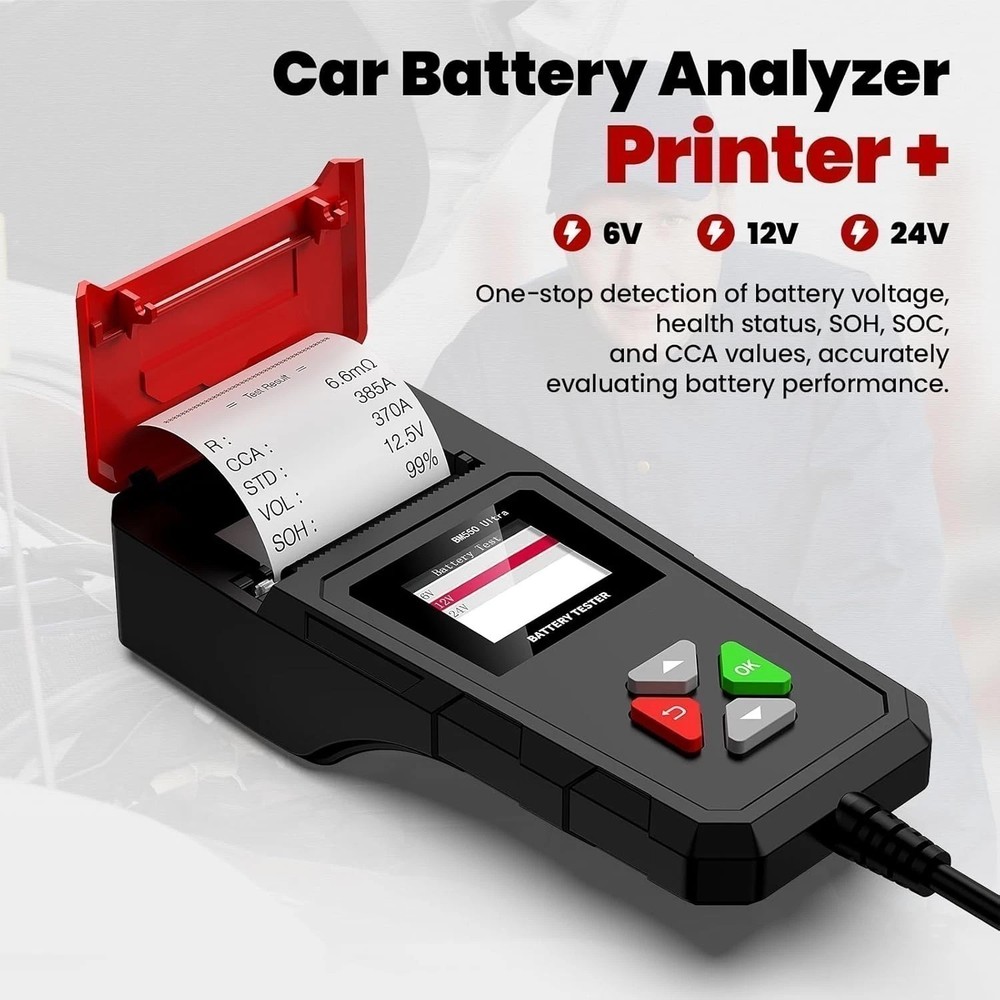 6V 12V 24V Digital Battery Electrical System Analyzer Kit w/ Printer