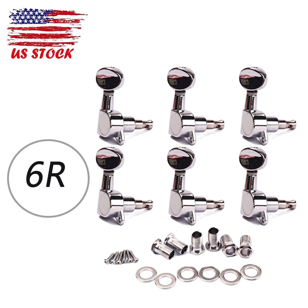 Silver 6R Right Inline Guitar String Inline Tuning Pegs Tuners Machine Heads