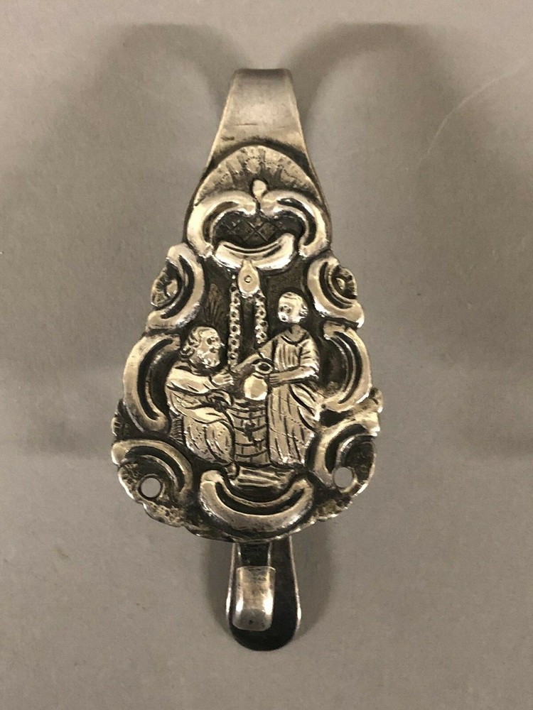 Antique Dutch Coin Silver Large Chatelaine Hook 3 3/4"
