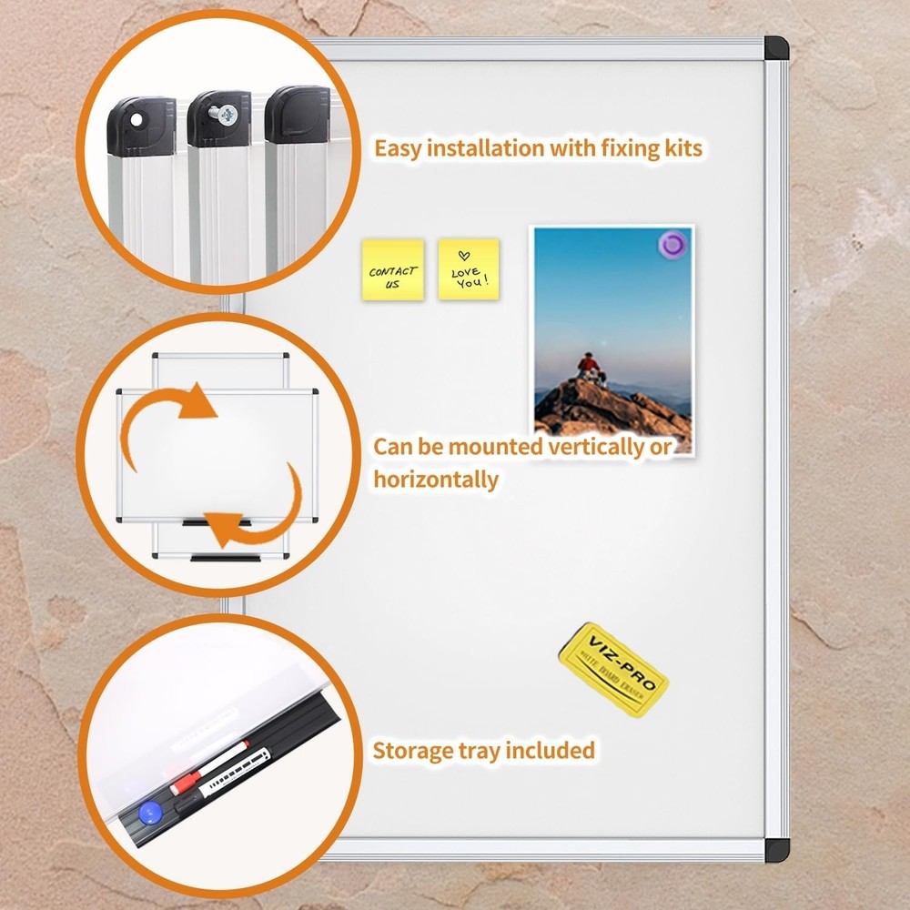 Wall-Mounted Whiteboard 48x24 - Magnetic Board