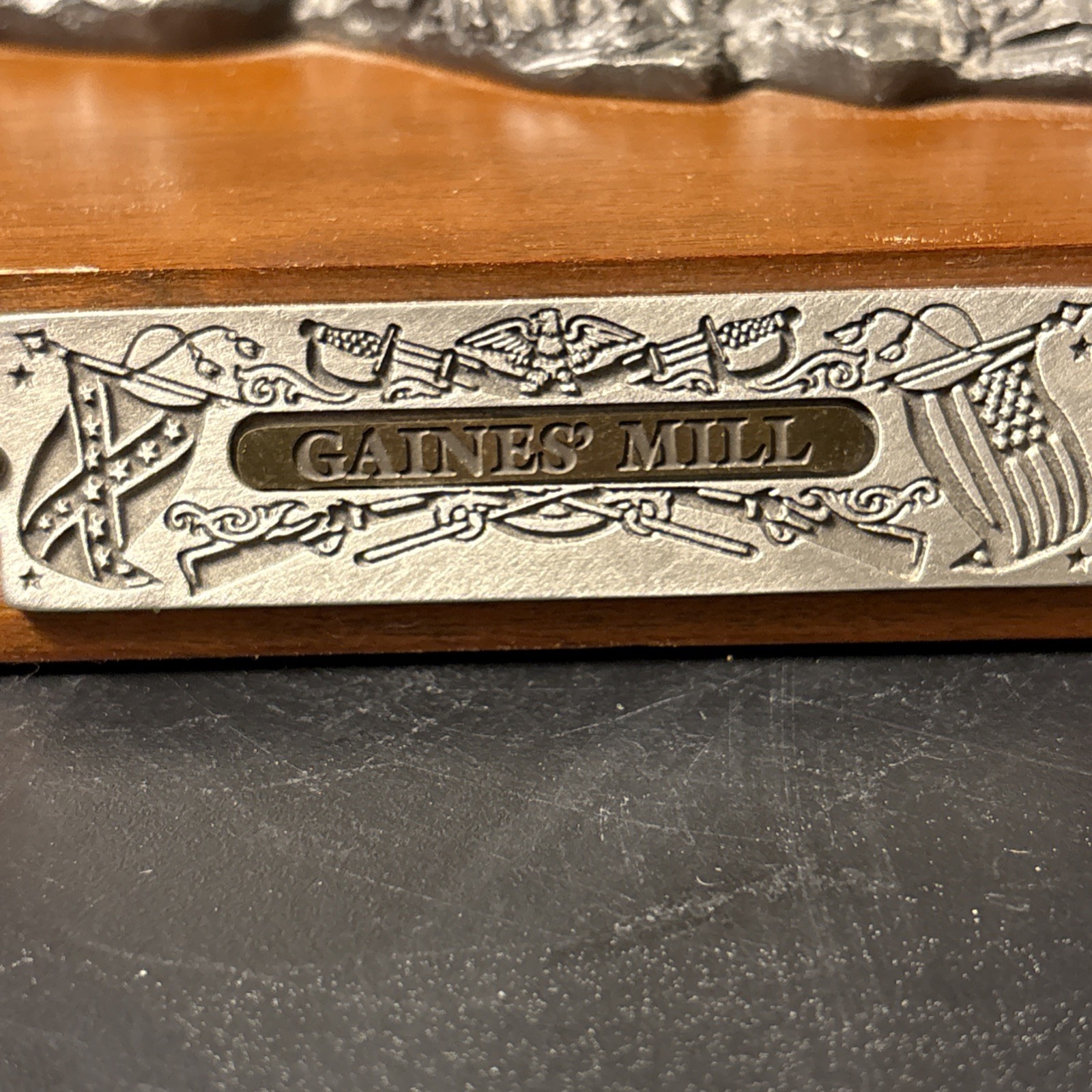 "Gaine's Mill" Civil War Sculpture FJ Barnum 1989 Ltd Ed #1184/2500 Pewter Wood