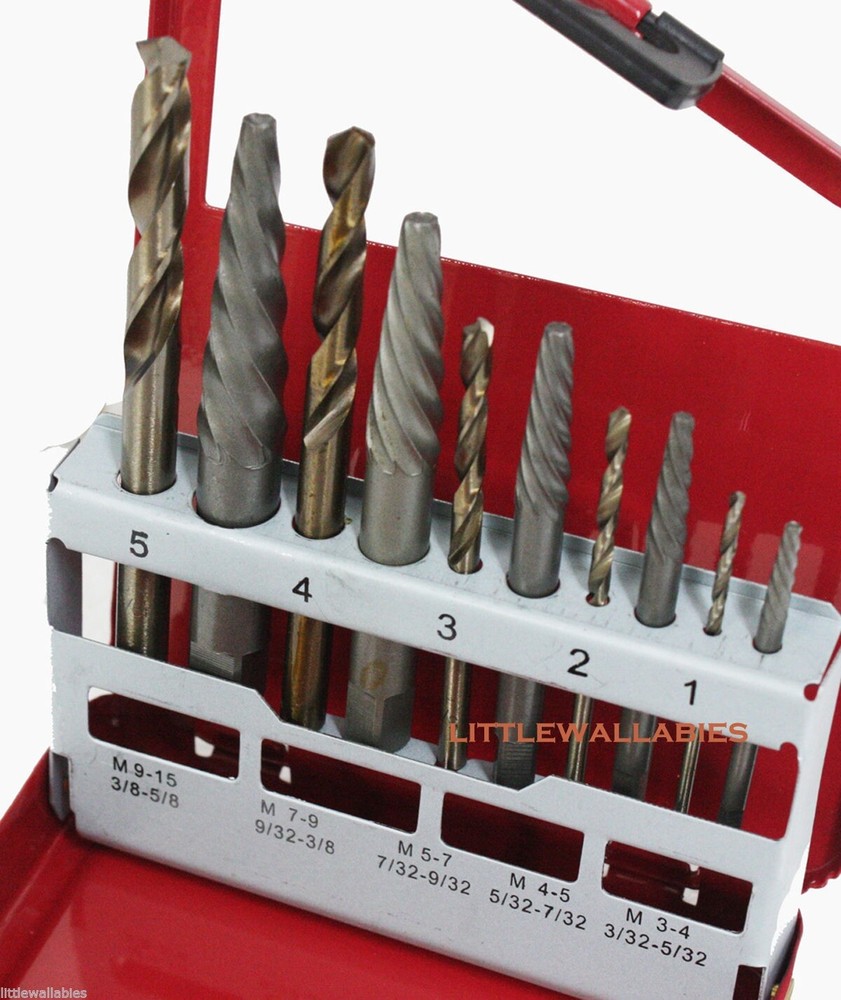 New 10pc Screw Extractor Right Hand Cobalt Drill Bit Set Easy Out Broken Bolt
