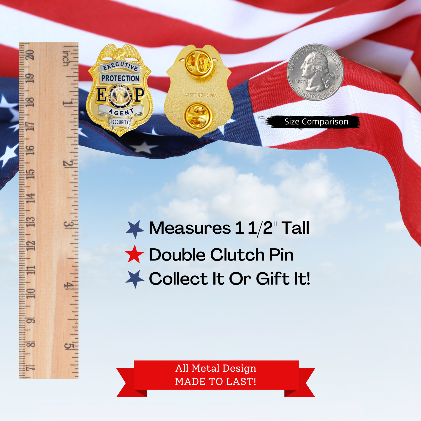 Executive Protection Agent Security - Mini Badge Lapel Pin