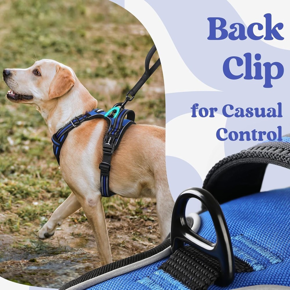 Dog Harness Medium Sized No Pull Pet Harness W/ 3 Buckles Adjustable Soft Padded